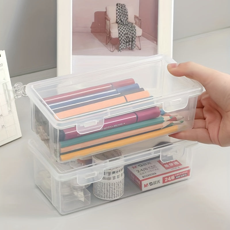 Transparent Plastic Storage Box Large Capacity Pencil Marker Case