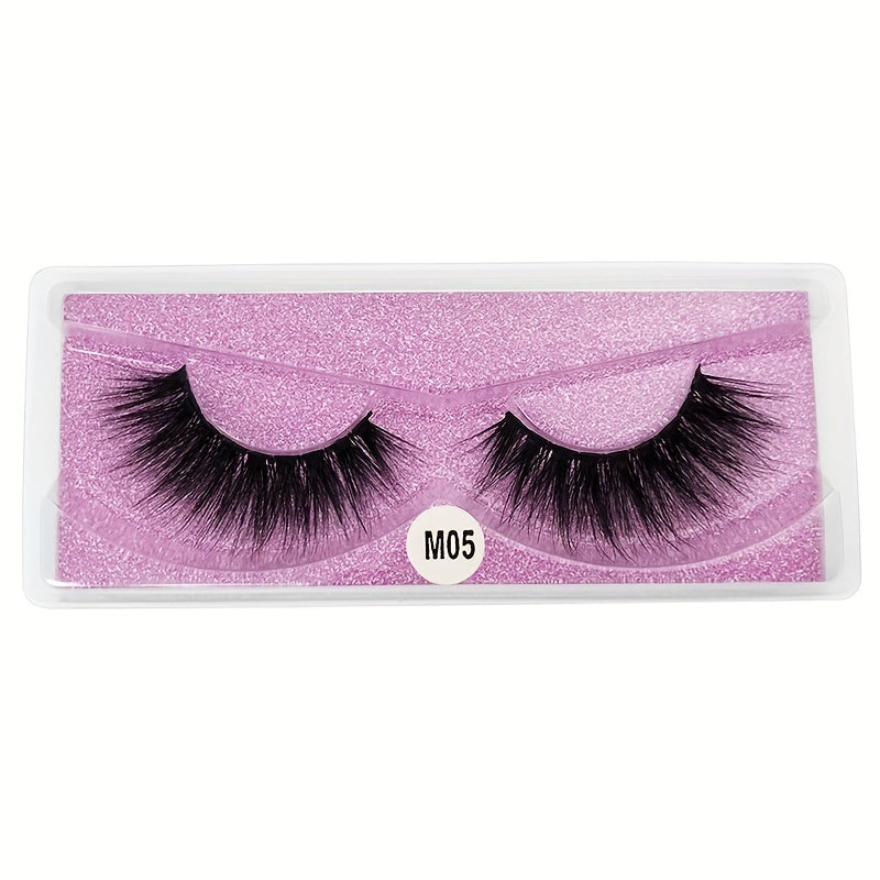 20 Pairs 3D False Eyelashes Set with Purple Glitter Long Extension Makeup Lashes
