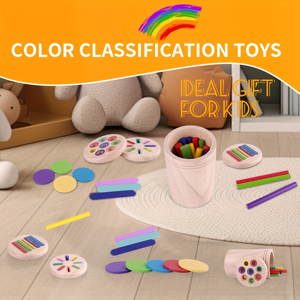 Wooden Sorting Pen Toy 4-in-1 Top Cover Shape Recognition