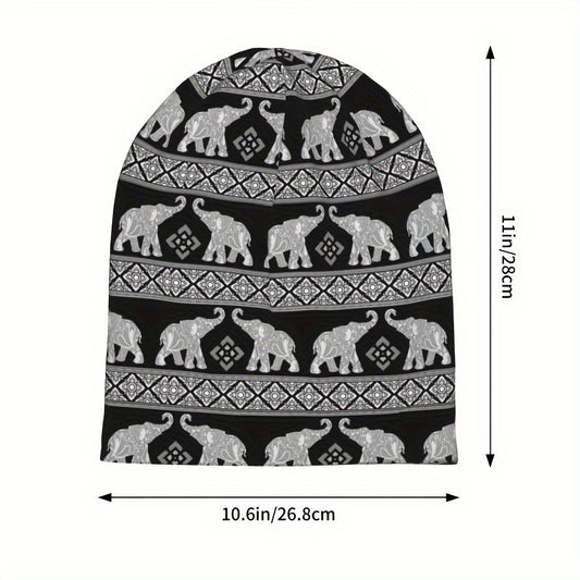 Elephant Pattern Beanie Hats Cap For Men Women Skull Beanies Ski Cap