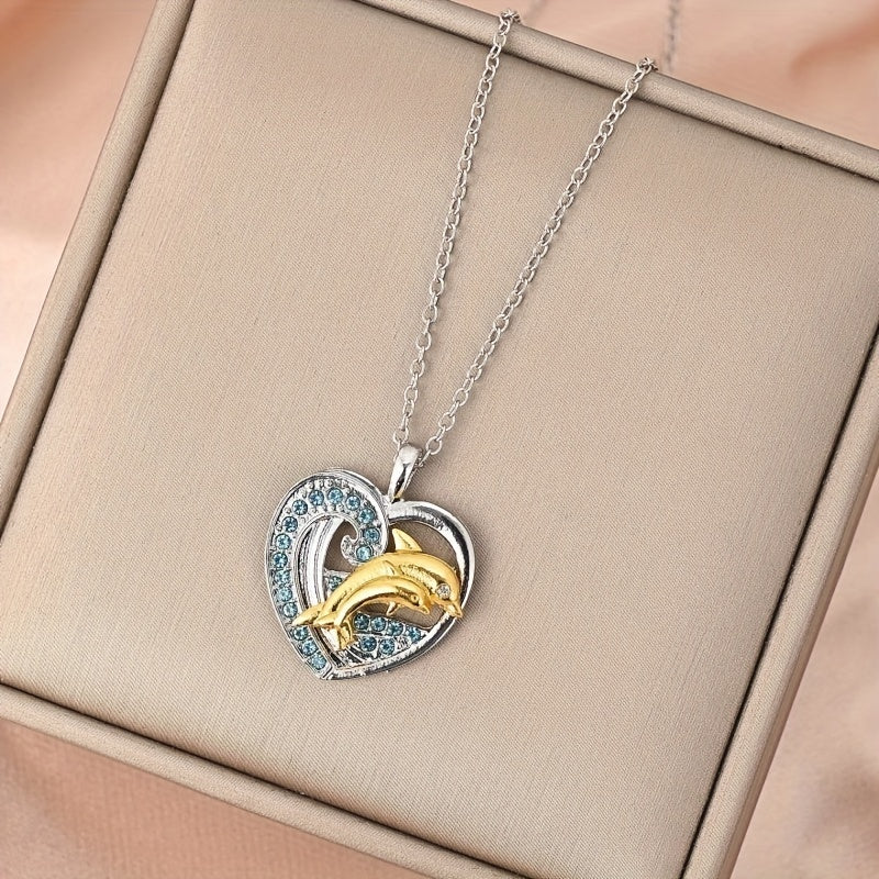 Love Pendant Necklace Dolphin Necklace Men's Anniversary Gift