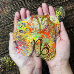 100pcs Deep Sky Holographic Stickers Moon Star Resin DIY Decor Waterproof