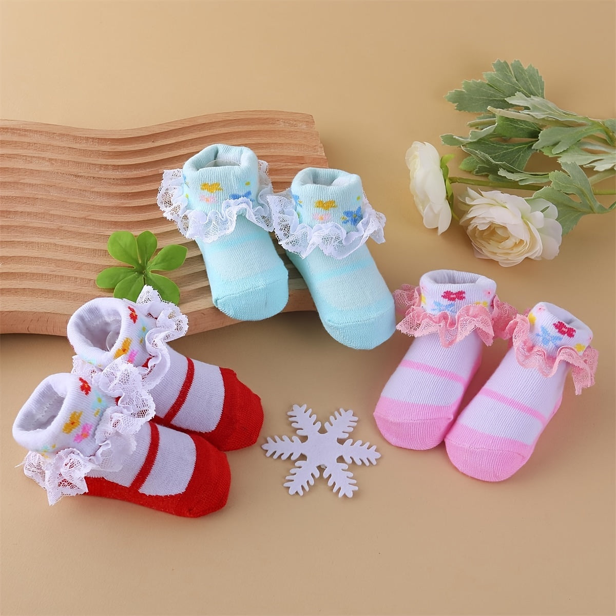6 Pairs Ruffled Lace Toddler Socks for Little Princess