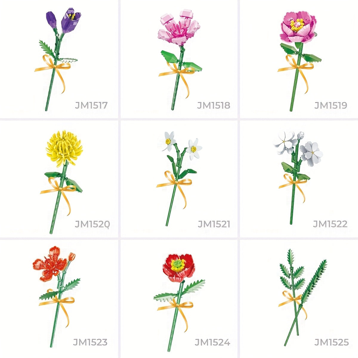 Micro Particle Flower Building Blocks DIY Colorful Flower Series