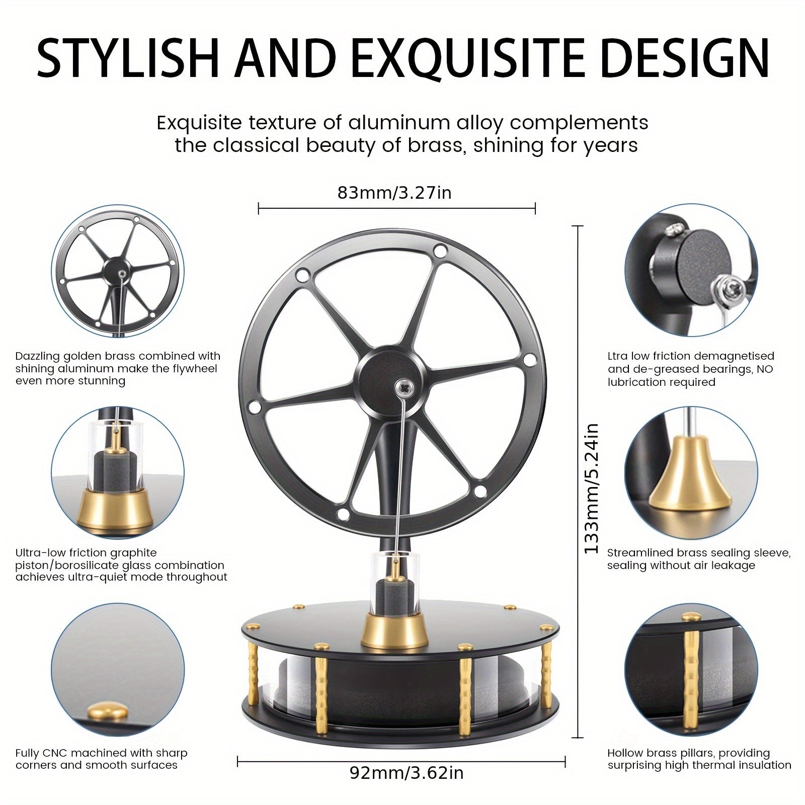 Durable Stirling Engine Puzzle with Brass and Aluminum Parts