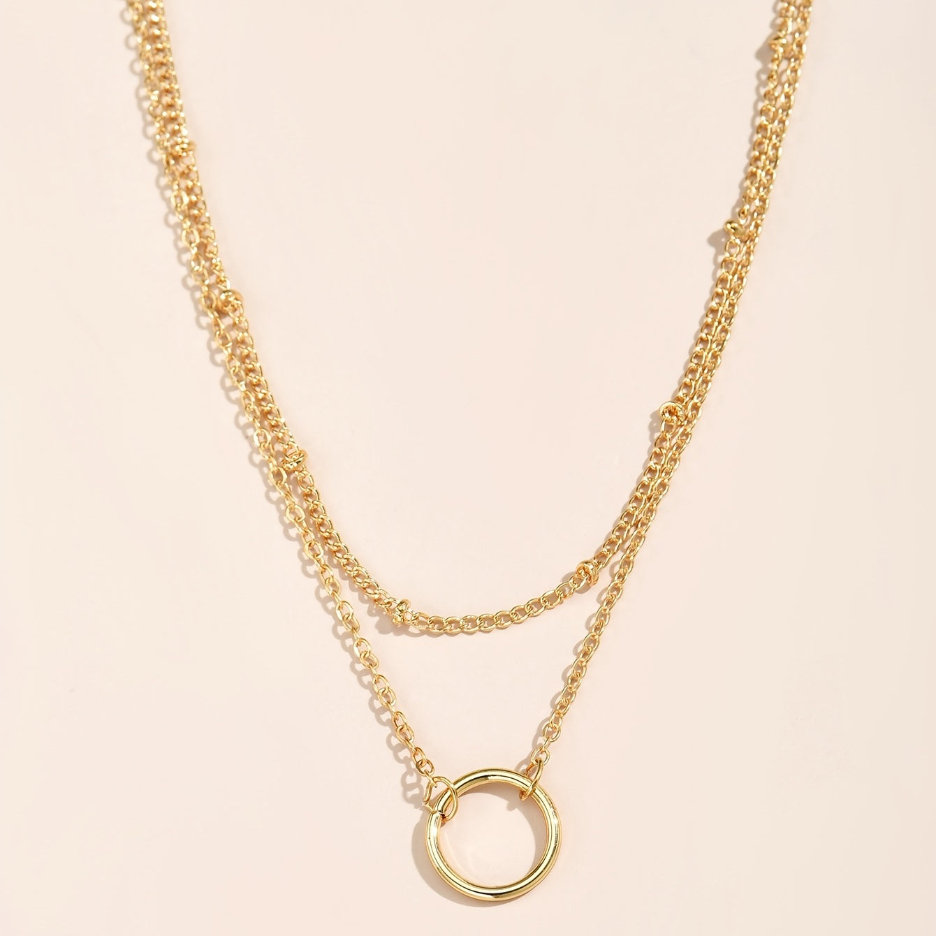 Dainty Chain Necklace for Women - Hollow Round Adjustable Neck Chain