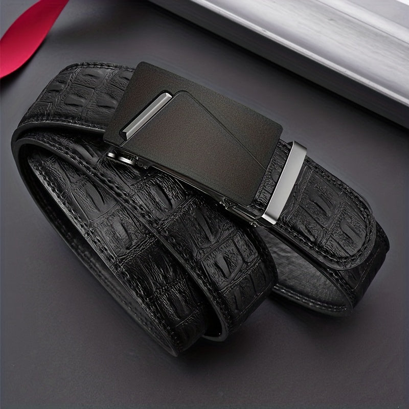 Men's Automatic Buckle PU Leather Belt for Outdoor Party Business