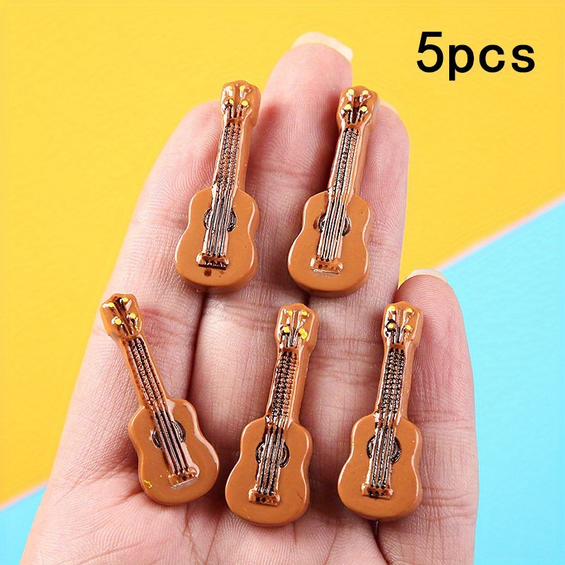 5pcs Resin Guitar Models Mini Dollhouse Micro Model Photography Props Gift
