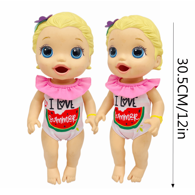 Watermelon Pattern Jumpsuit Swimsuit Doll Clothes for 25-30 Alive Dolls