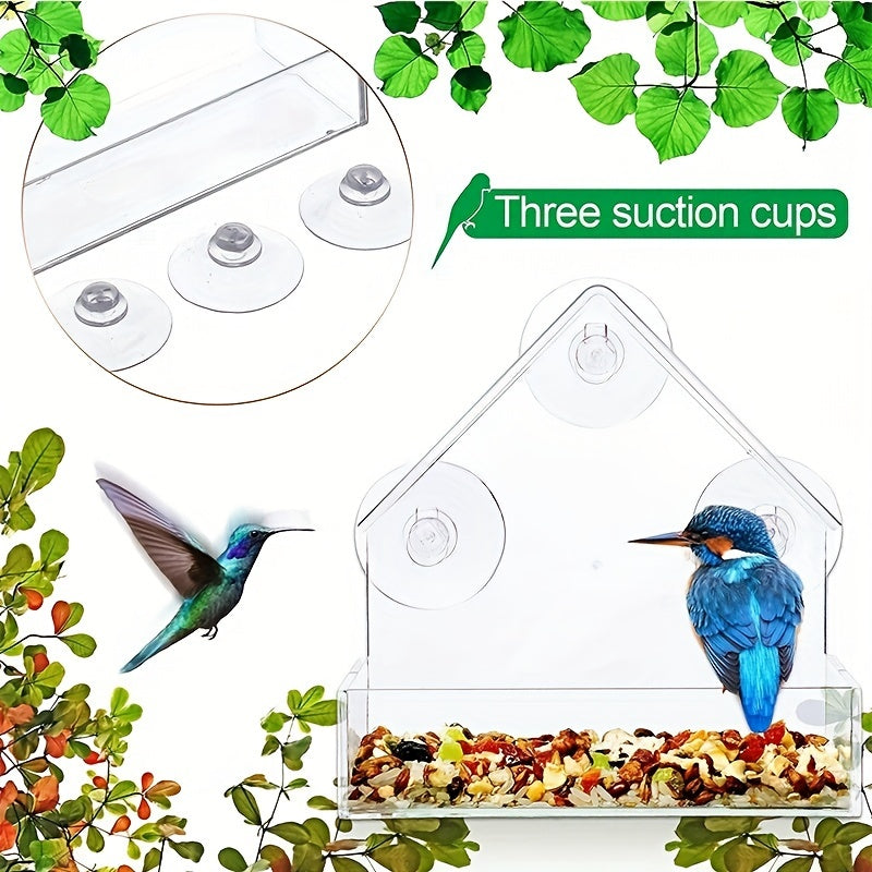 Clear Bird Feeder with Suction Cups for Window or Wall