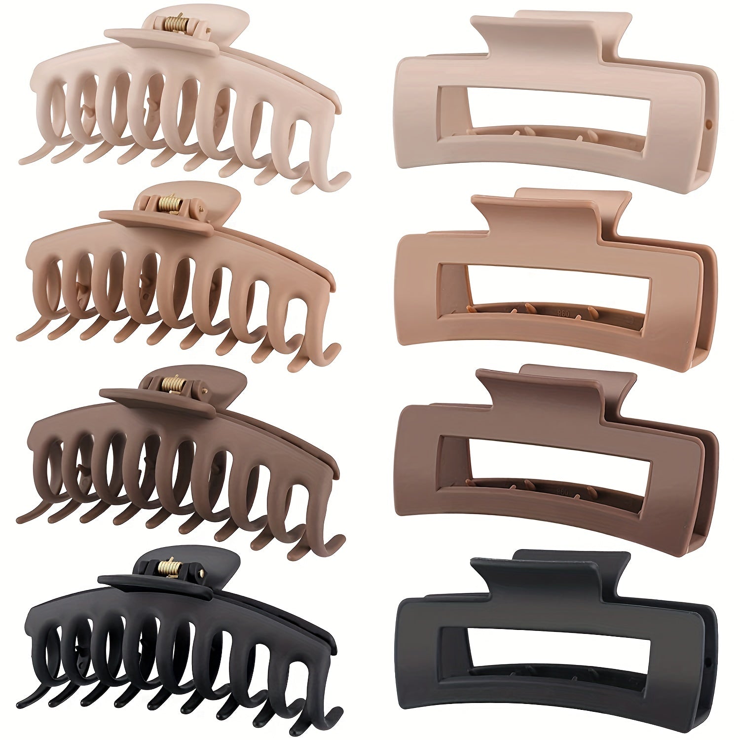 8pcs Matte Solid Hair Claw Style Shark Claw Ponytail Holder Hair Accessories