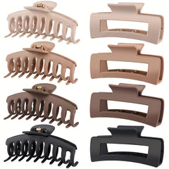 8pcs Frosted Hair Claw For Thick Long Hair Ponytail Holder