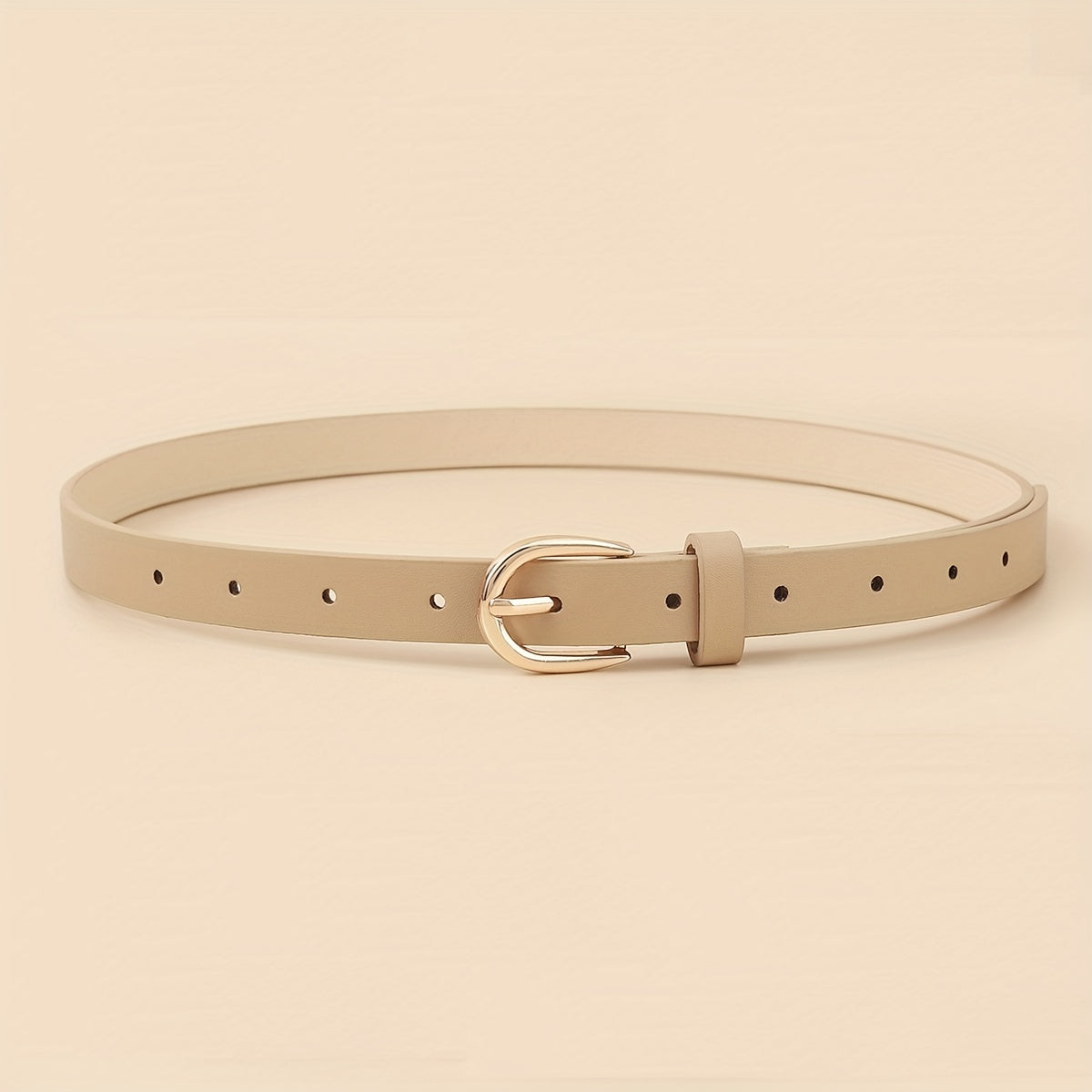 4pcs Oval Pin Buckle PU Belt Casual Jeans Pants Decoration Coat Girdle
