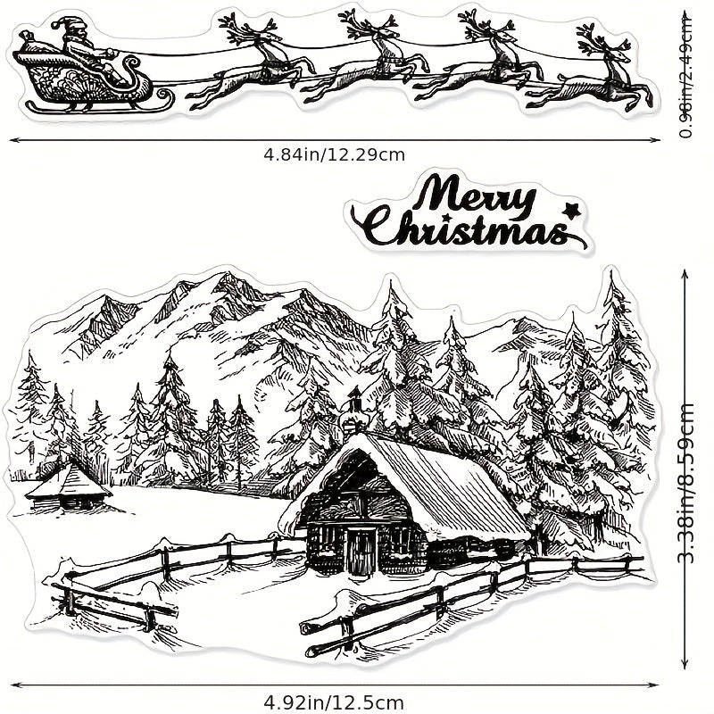 Xmas City House Background Transparent Stamp for Card Making