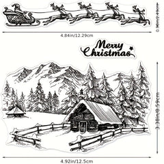 Xmas City House Background Transparent Stamp for Card Making