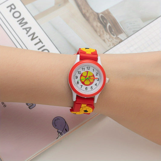Boys Cartoon Soccer Silicone Sports Watch Decorative Accessory