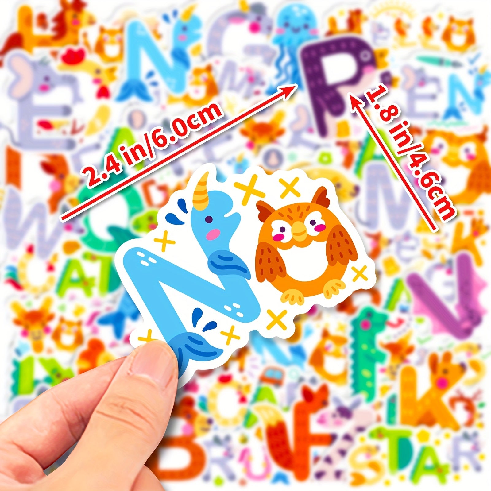 50pcs Number Letter Animal Stickers Educational Doodle Stickers