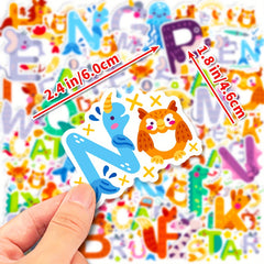 50pcs Number Letter Animal Stickers Educational Doodle Stickers