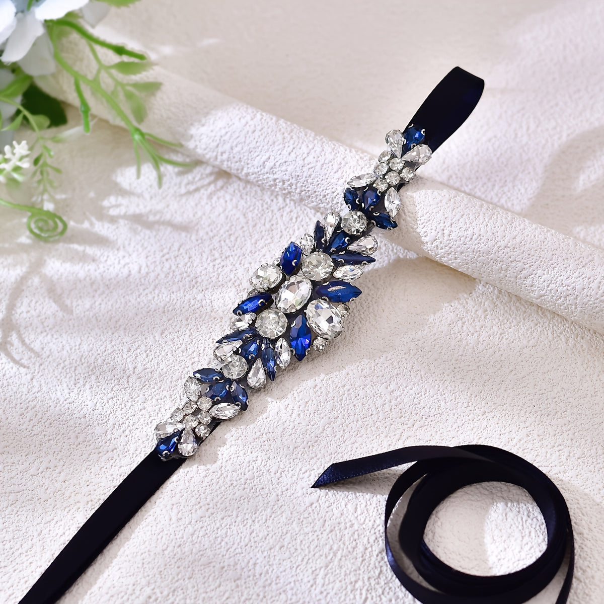 Silvery Bridal Belt with Rhinestones for Weddings