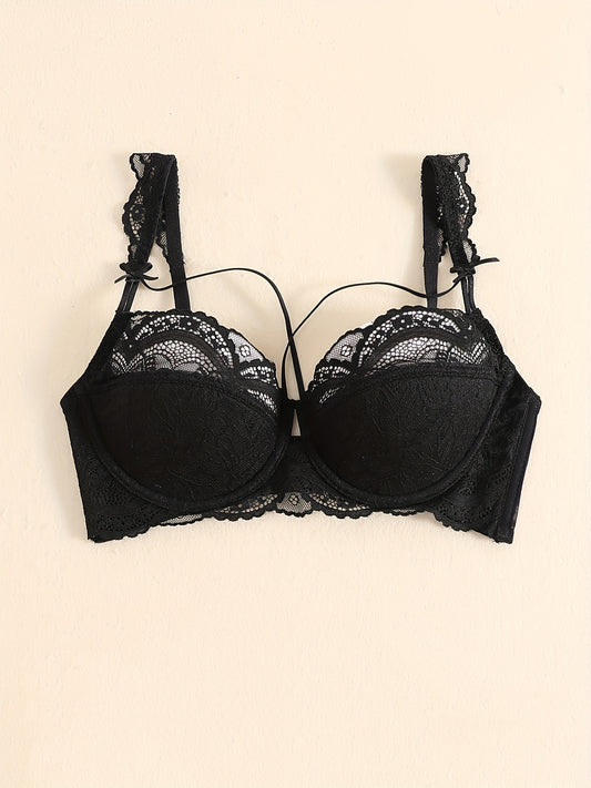  Sexy Bra Women's Plus Contrast Lace Full Coverage Underwire Bra