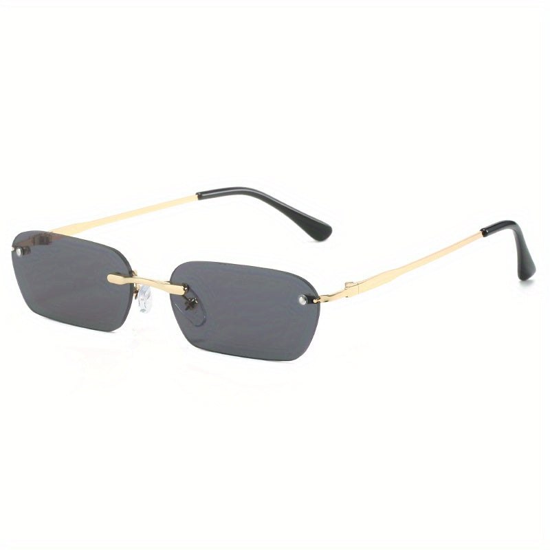 Men's Rimless Sunglasses Hip Hop Street Photography Holiday Party Glasses Bag