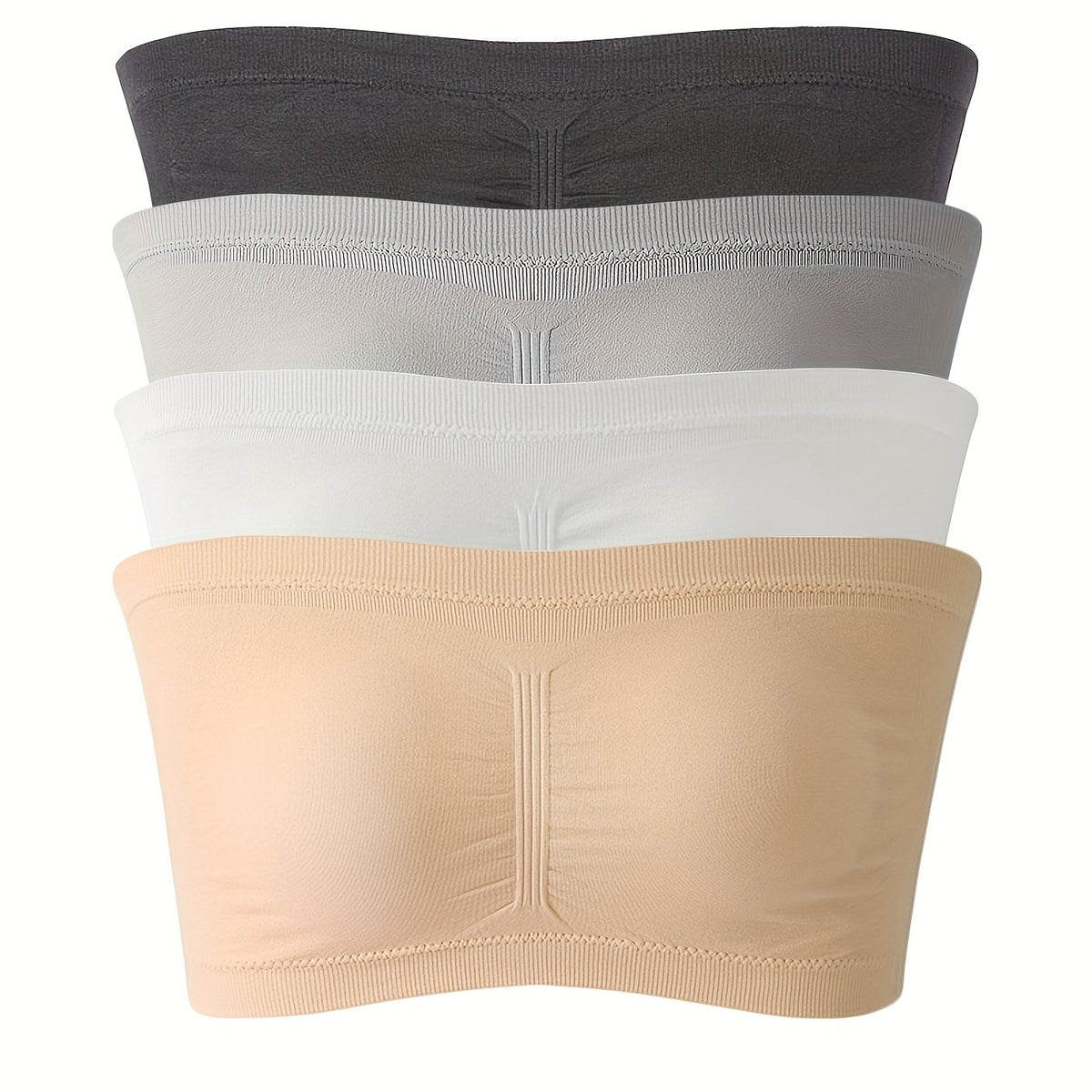 4pcs Strapless Bandeau Bras Invisible Stretch Everyday Bra Women's Lingerie