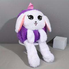 9.84in Cartoon Backpack Plush School Bag for Kids with Light
