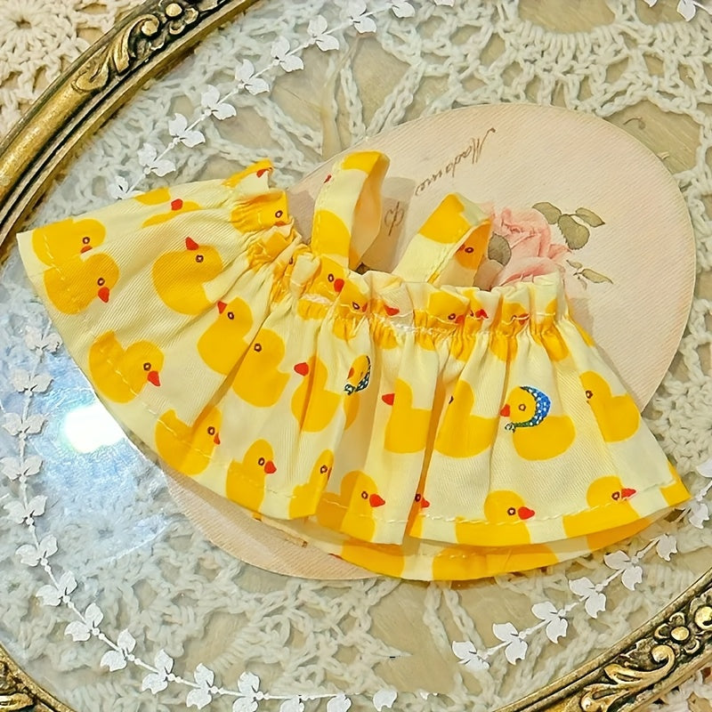 Plush Doll Yellow Duck Print Skirt for Princess Shoes