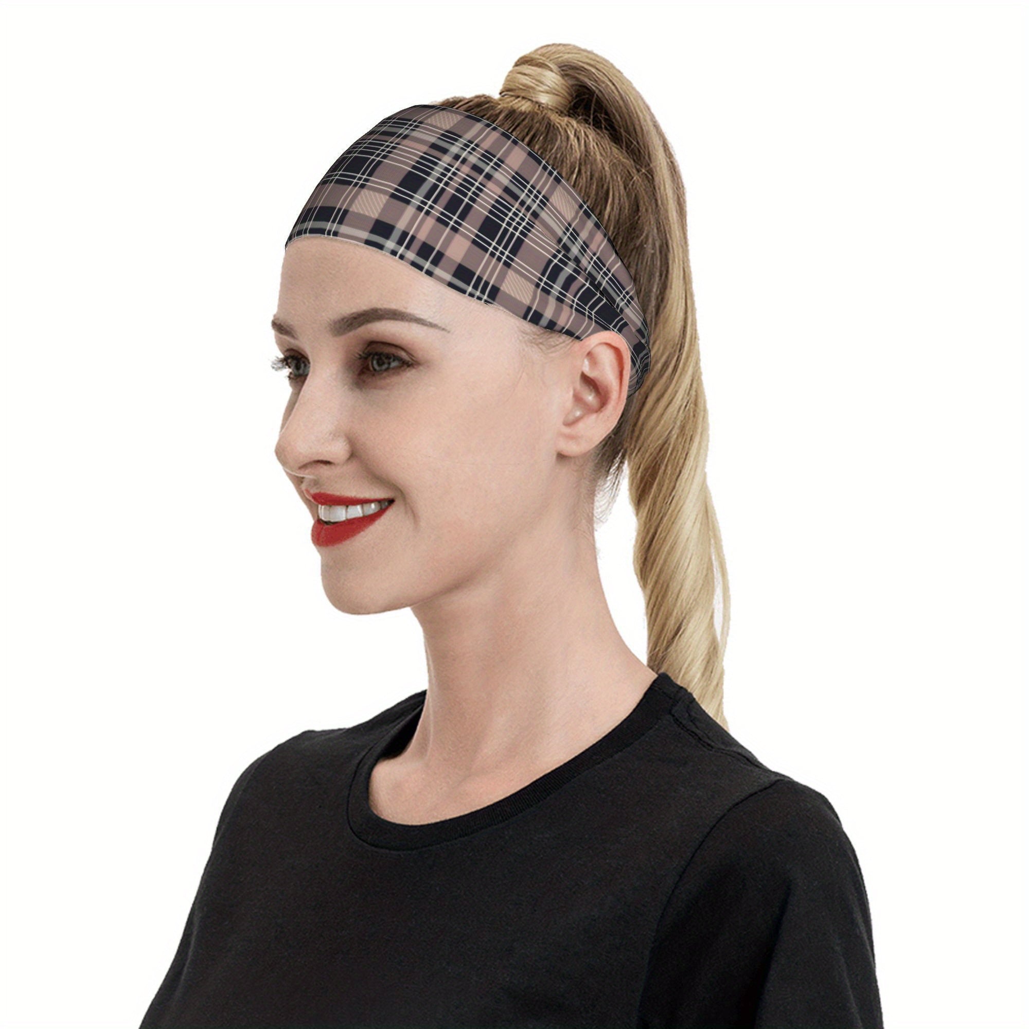 Vintage Plaid Headband for Sport & Casual Wear - Checkered Pattern