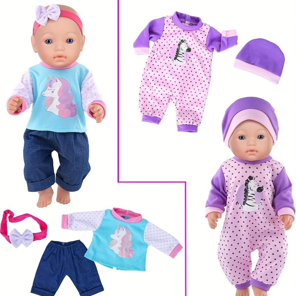 10 Pcs Reborn Doll Clothes & Accessories Long Sleeve Set for 25-33 cm Baby