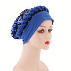 Sequin Braided Beanies Head Wrap Turban Chemo Hat Soft Headscarf