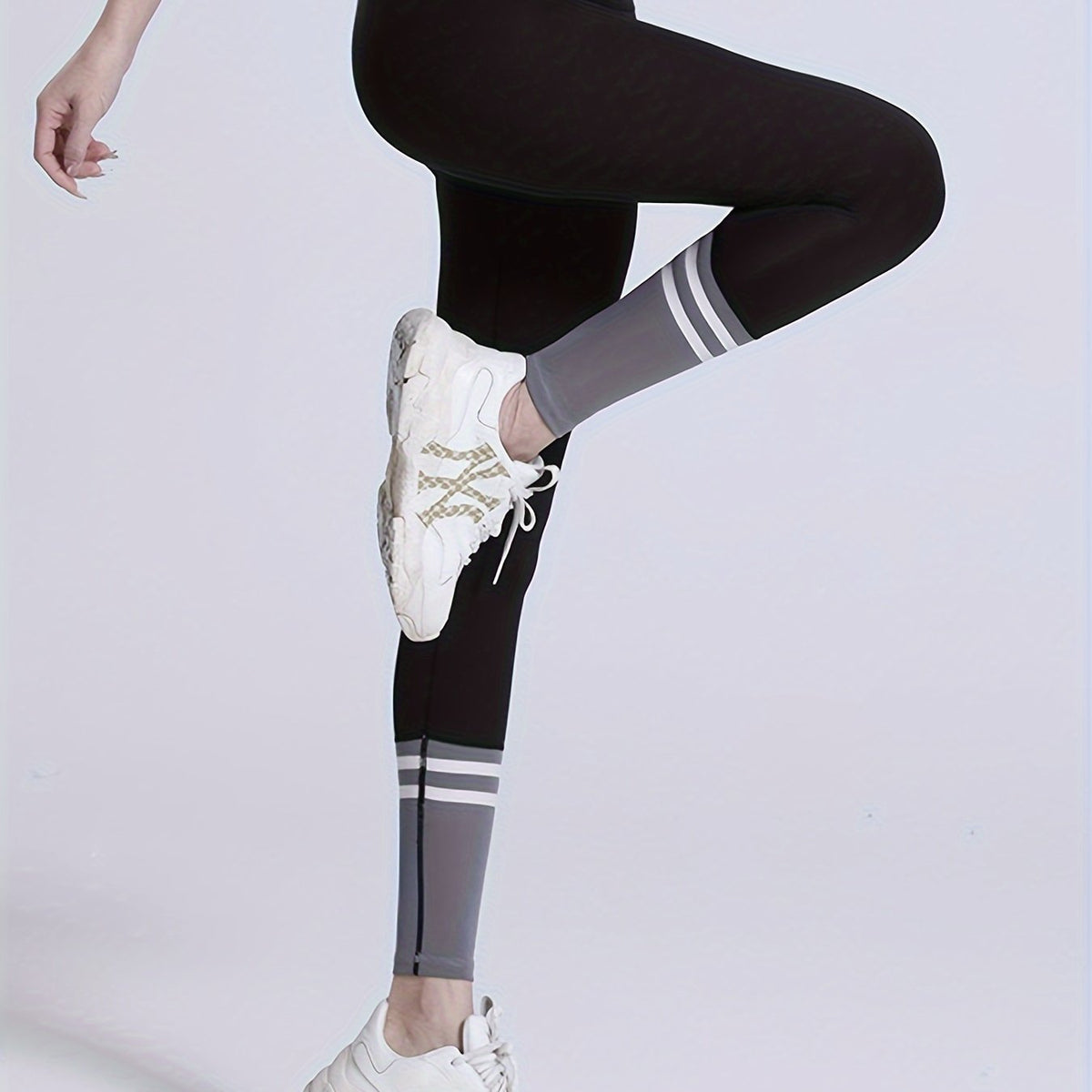 Block Striped Stitching Butt Lifting Yoga Pants