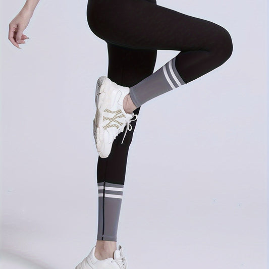 Block Striped Stitching Butt Lifting Yoga Pants