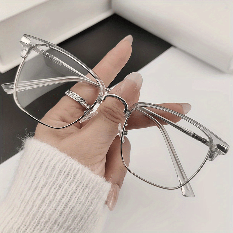 Square Anti Light Reading Glasses Unisex Rivet Decor