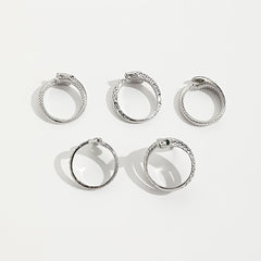 Vintage Snake Series Rhinestone Inlaid Women's Ring Set