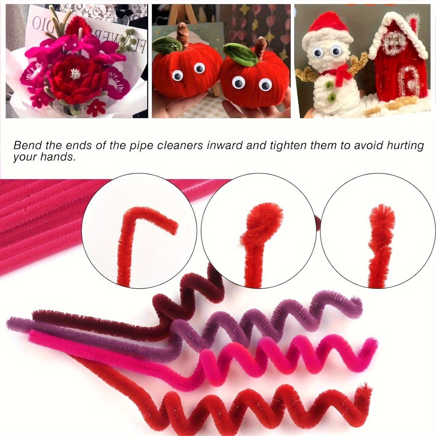 201 Pipe Cleaners Set Red Chenille Stems w/ Craft Tutorial