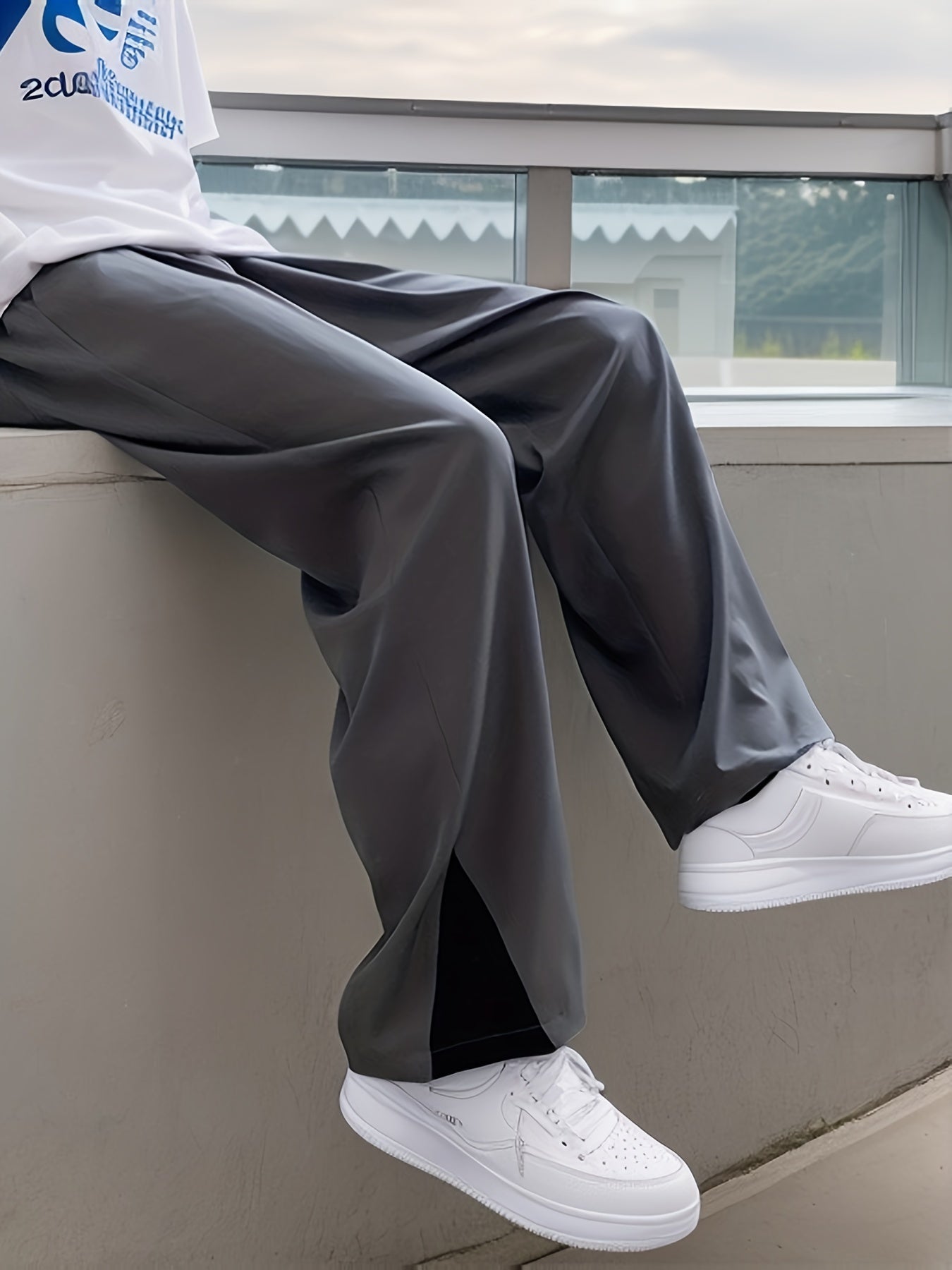 Men's Casual Solid Loose Fit Pants For Spring Summer