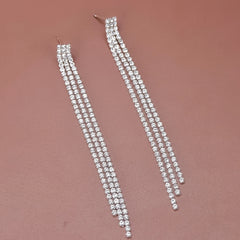 Long Rhinestones Tassel Drop Earrings for Women Girls