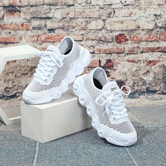 Women's Mesh Sneakers Lace Up Running Shoes Lightweight Hollow Out Shoes