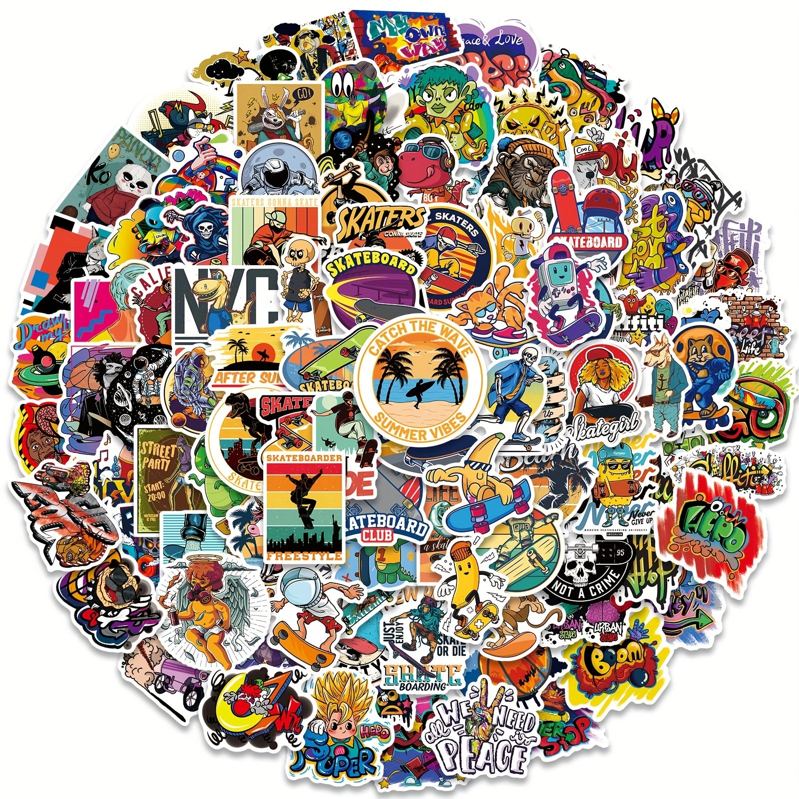 100pcs Hip Hop Psychedelic Stickers for Notebook Mobile Phone Case Bicycle Kids