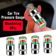 4pcs Tire Pressure Gauge Valve Cap Sensor Indicator