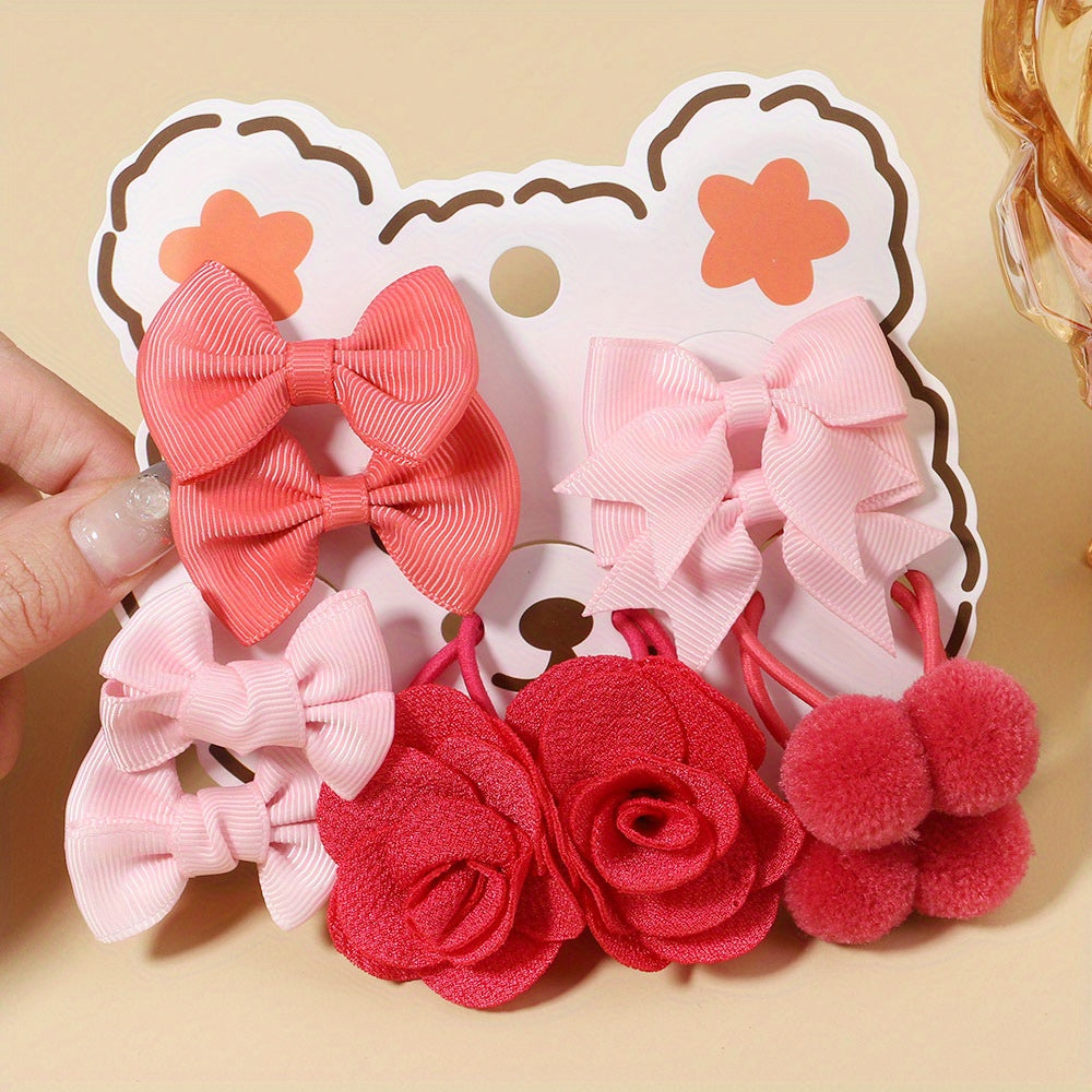 10pcs Bow Flowers Hair Tie Ponytail Holders Hair Accessories Sets for Baby Girls