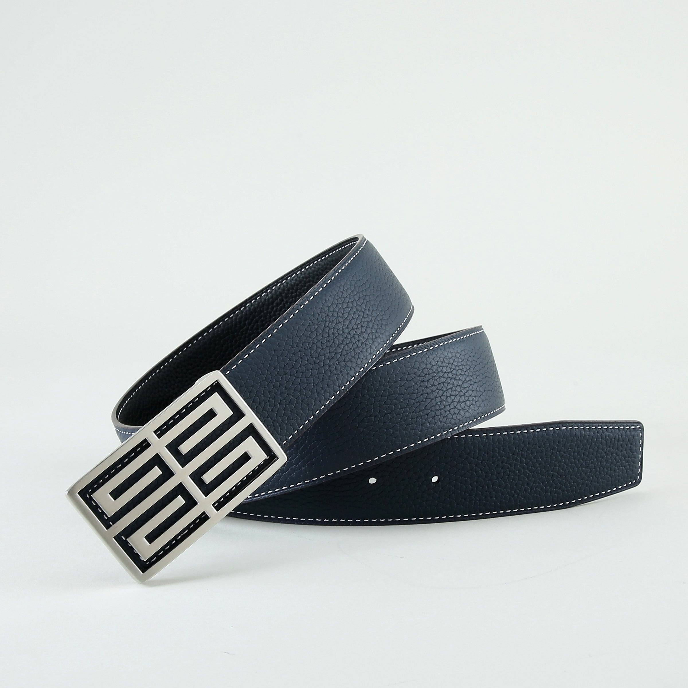 Golden Double Sided Pebbled Smooth Leather Strap