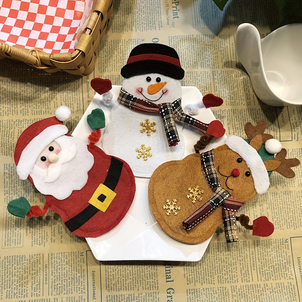 6pcs Santa Claus Cutlery Holder Pouch Xmas Silverware Organizers
