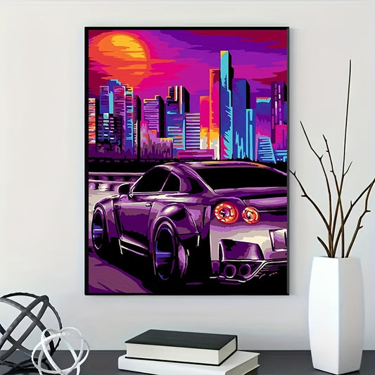 Tall Buildings Car 5D Diamond Painting Room Decoration Game