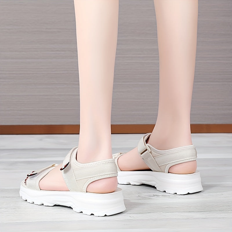 Women's Platform Sandals Hook & Loop Summer Shoes Comfortable Open Toe Sandals