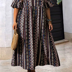  Casual Dress Women's Plus Ruffle Trim Maxi Dress