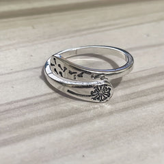 Boho Vintage Open Ring Flower Pattern Adjustable Women Jewelry