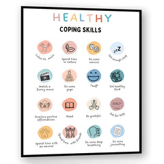 Counselor Office Decor Coping Skills Poster Self Care Therapy Tools Art