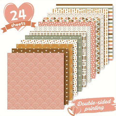 24pcs Boho Pattern DIY Paper Double-Sided Scrapbook Paper